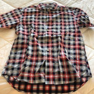 Thomas Dean Checkered Short Sleeve Button Down